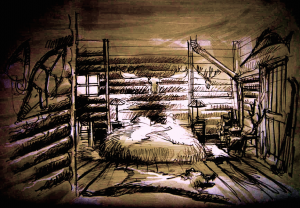 visuel de la série Making Of – dessin décor chalet -Isabelle Delbecq