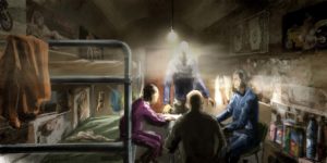 décor Inséparables – dessins decor cellule poutine – Isabelle Delbecq