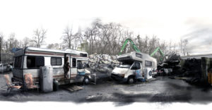 décor Access – dessin décor casse voiture et caravane – Isabelle Delbecq