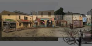 décor Access – dessin place western décor construit – Isabelle Delbecq