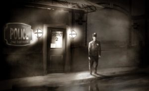 décor Access – dessin rue trottoir police reconstituée plateau – Isabelle Delbecq