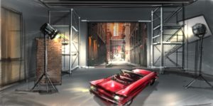 décor Access – dessin rue reconstituée plateau – Isabelle Delbecq