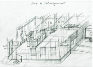 décor Walter – plan décor supermarché zone de déchargement – Isabelle Delbecq