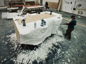 décor L’Infiltrée – construction studio – Isabelle Delbecq